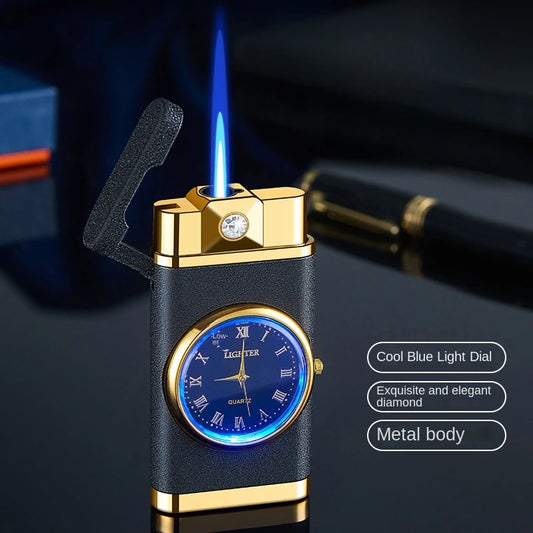 Metal Windproof Torch Clock Lighter